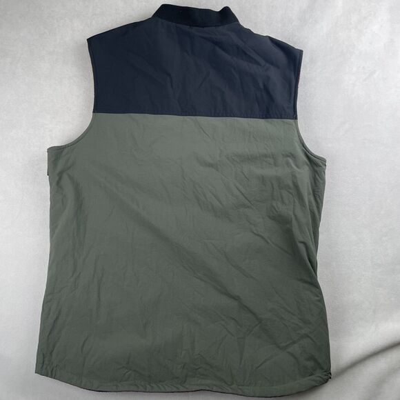 Columbia Vest Men M Black Green Reversible Fleece Plaid Lined Full Zip Hike Fish - Picture 3 of 11